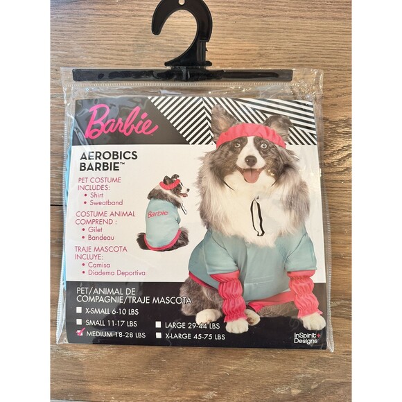 Aerobics Barbie Pet Dog Halloween Costume Outfit Clothes Size Medium 18-28 Lbs - Picture 1 of 3